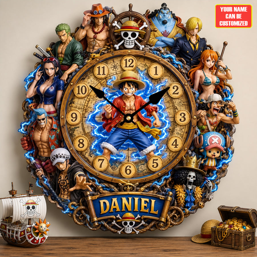 Anime Pirates Adventure Acrylic Hanging Wall Clock - Personalized Gifts For Anime Lovers