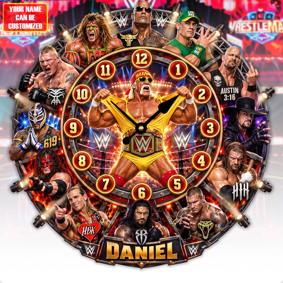 Wrestling Champions Acrylic Hanging Wall Clock - Personalized Gifts For Wrestling Lovers