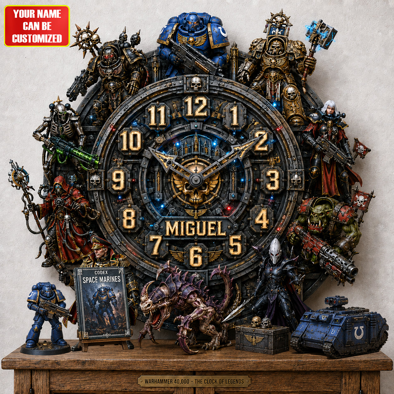 Grimdark Space Warriors Acrylic Hanging Wall Clock - Personalized Gifts For Game Lovers