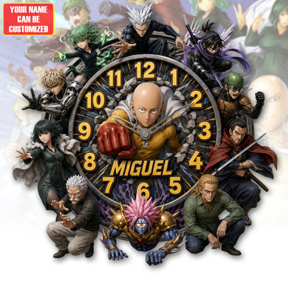 Anime Punch Man Acrylic Hanging Wall Clock - Personalized Gifts For Anime Lovers