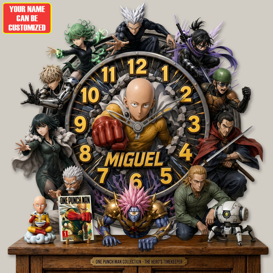 Anime Punch Man Acrylic Hanging Wall Clock - Personalized Gifts For Anime Lovers
