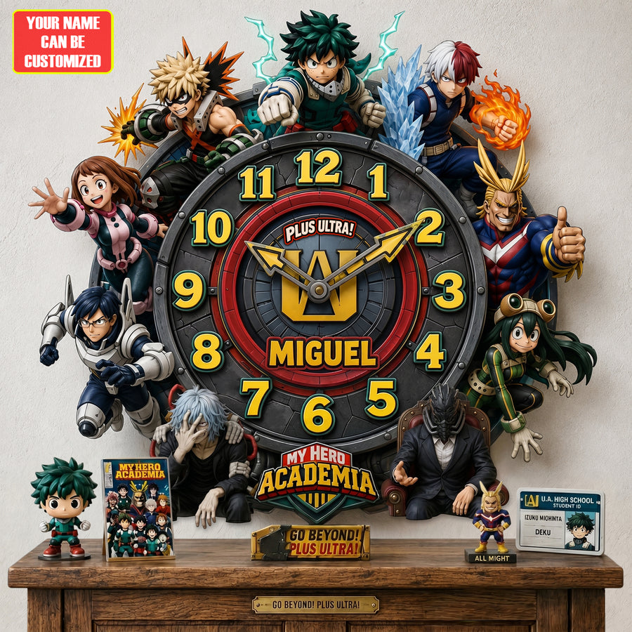 Anime Hero Acrylic Hanging Wall Clock - Personalized Gifts For Anime Lovers