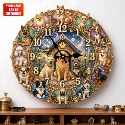 Love Dog Acrylic Hanging Wall Clock - Personalized Gifts For Dog Lovers
