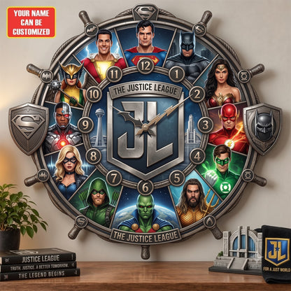 Superhero Team Acrylic Hanging Wall Clock - Personalized Gifts For Superhero Lovers