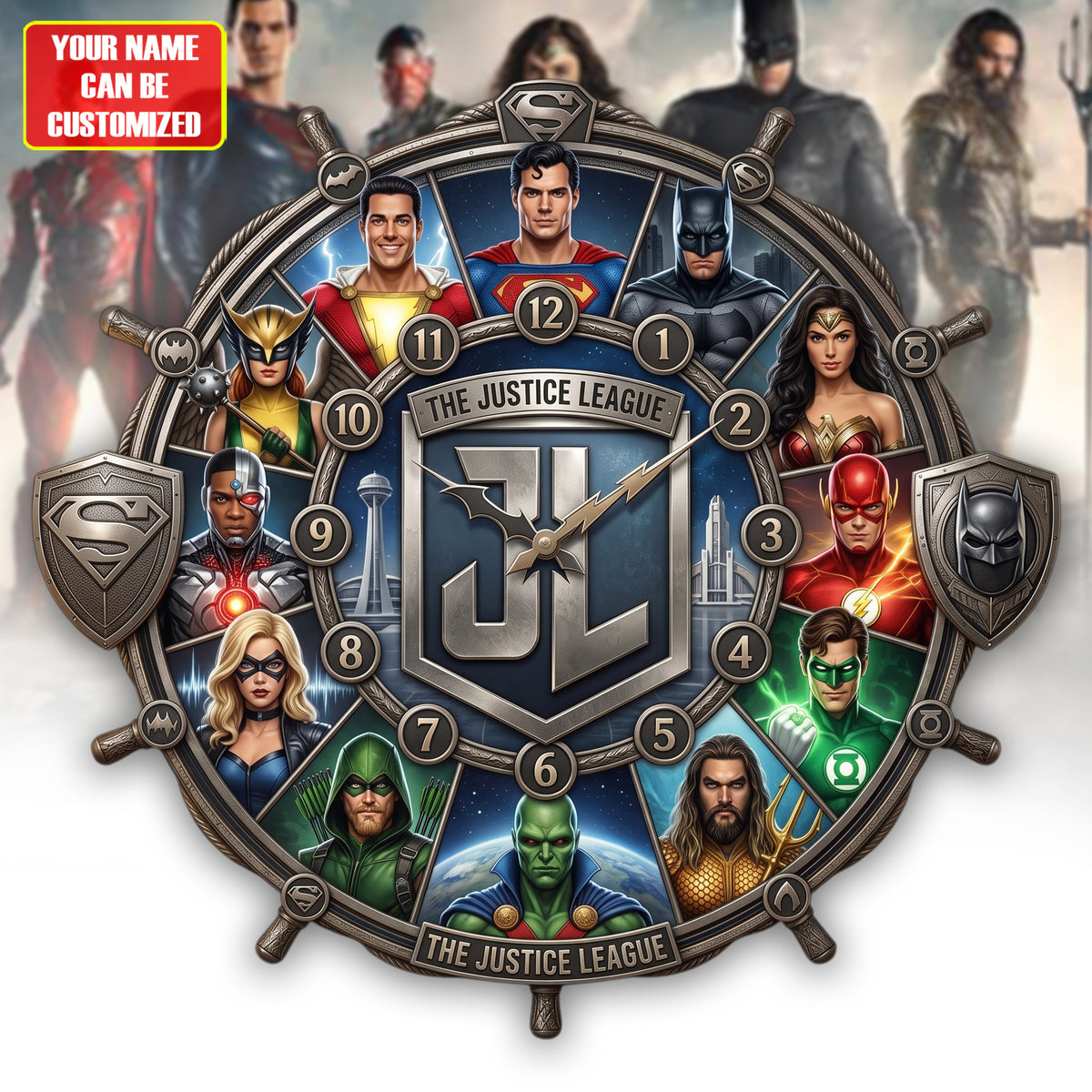 Superhero Team Acrylic Hanging Wall Clock - Personalized Gifts For Superhero Lovers