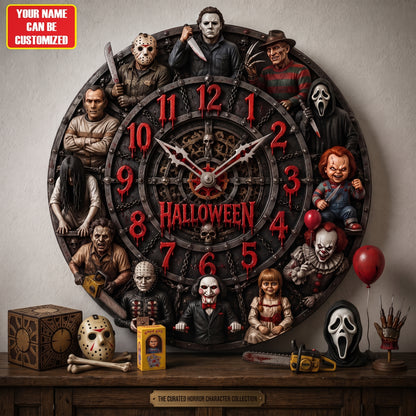 Halloween Horror Characters Acrylic Hanging Wall Clock - Personalized Gifts For Horror Lovers