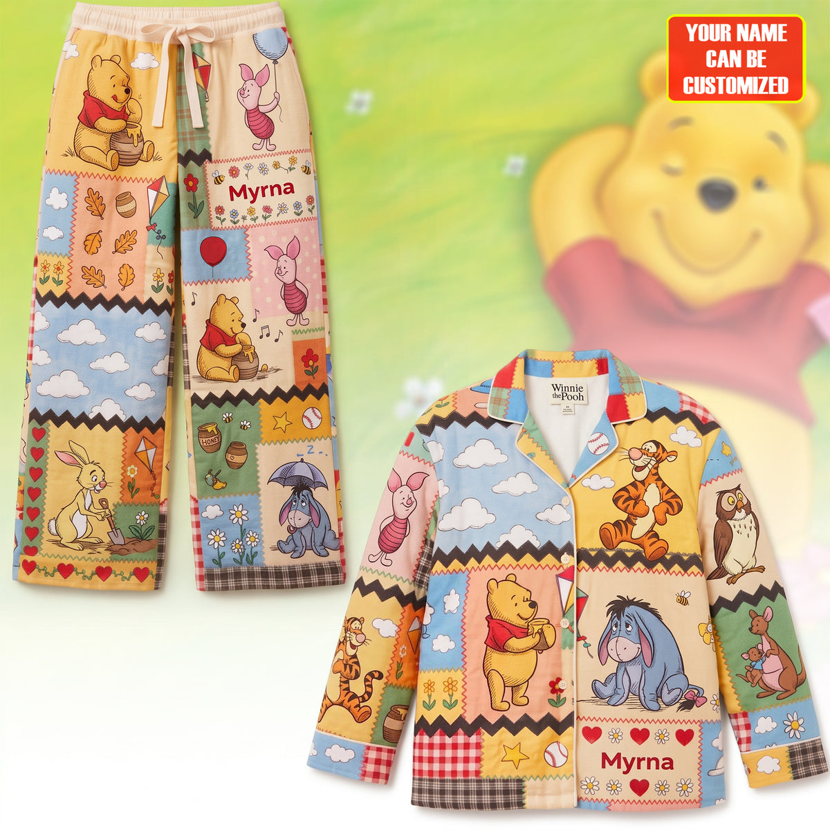 Cute Cartoon Characters Pajama Set - Personalized Gifts