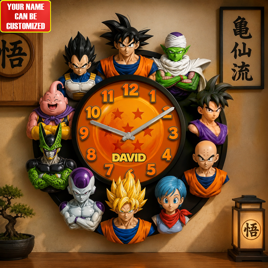 Anime Dragon Warriors Hanging Wall Clock - Personalized Gifts For Anime Lovers