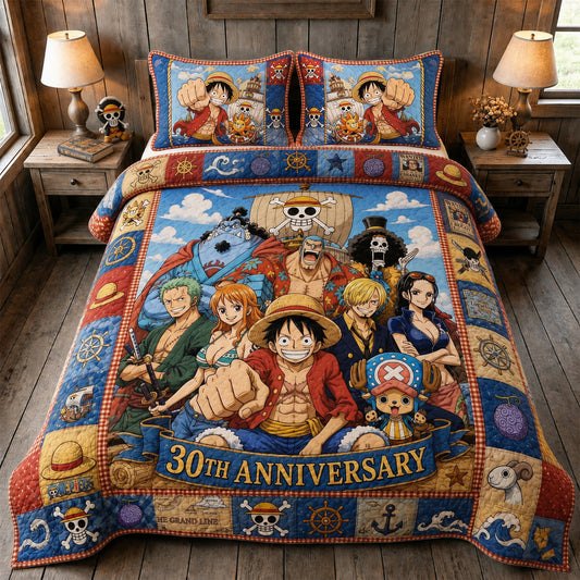 Anime Strawhats Pirates Quilt Set – Cozy Anime Bedding Gift