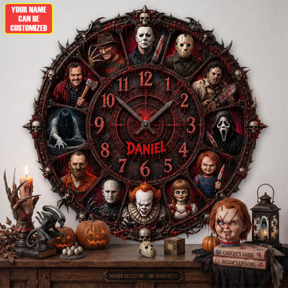 Halloween Gothic Characters Acrylic Hanging Wall Clock - Personalized Gifts For Horror Lovers