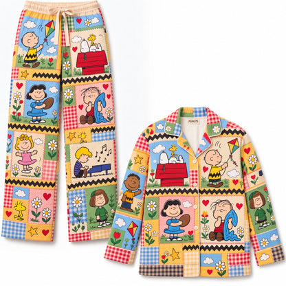 Classic Cartoon Friends Pajama Set - Personalized Cozy Gifts