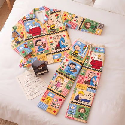 Classic Cartoon Friends Pajama Set - Personalized Cozy Gifts