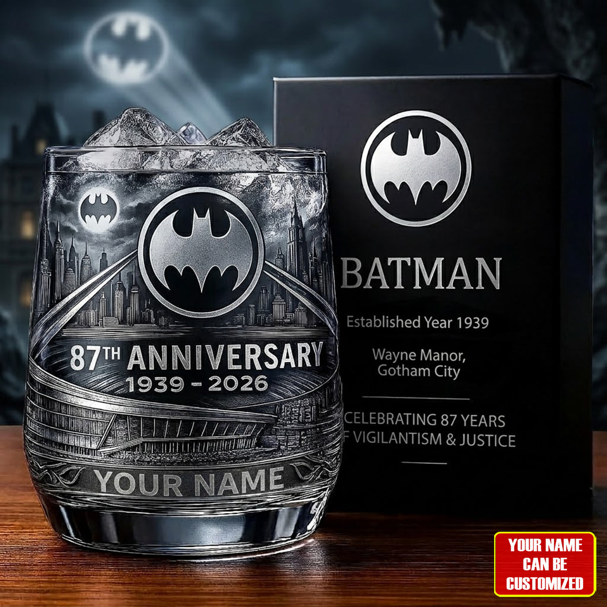 Gothic Bat - Personalized The Dark Knight Whiskey Glass