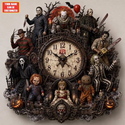 Halloween Horror Haunted Acrylic Hanging Wall Clock - Personalized Gifts For Horror Lovers