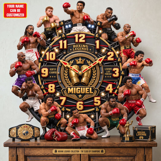 Boxing Champions Legacy Acrylic Hanging Wall Clock - Personalized Gifts For Boxing Lovers