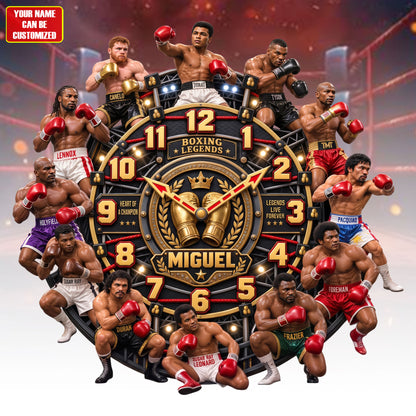 Boxing Champions Legacy Acrylic Hanging Wall Clock - Personalized Gifts For Boxing Lovers