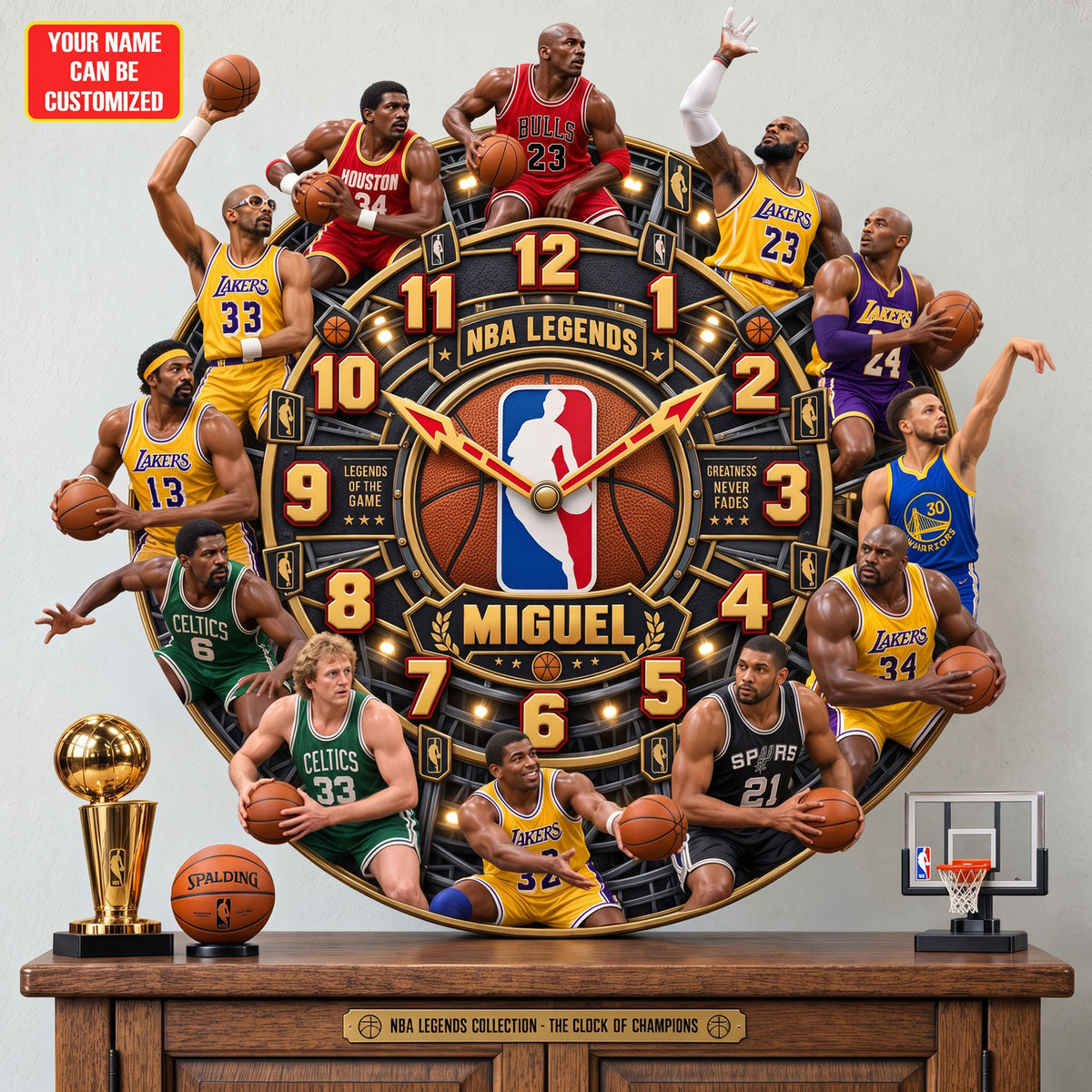 Basketball Champions Legacy Acrylic Hanging Wall Clock - Personalized Gifts For Basketball Lovers