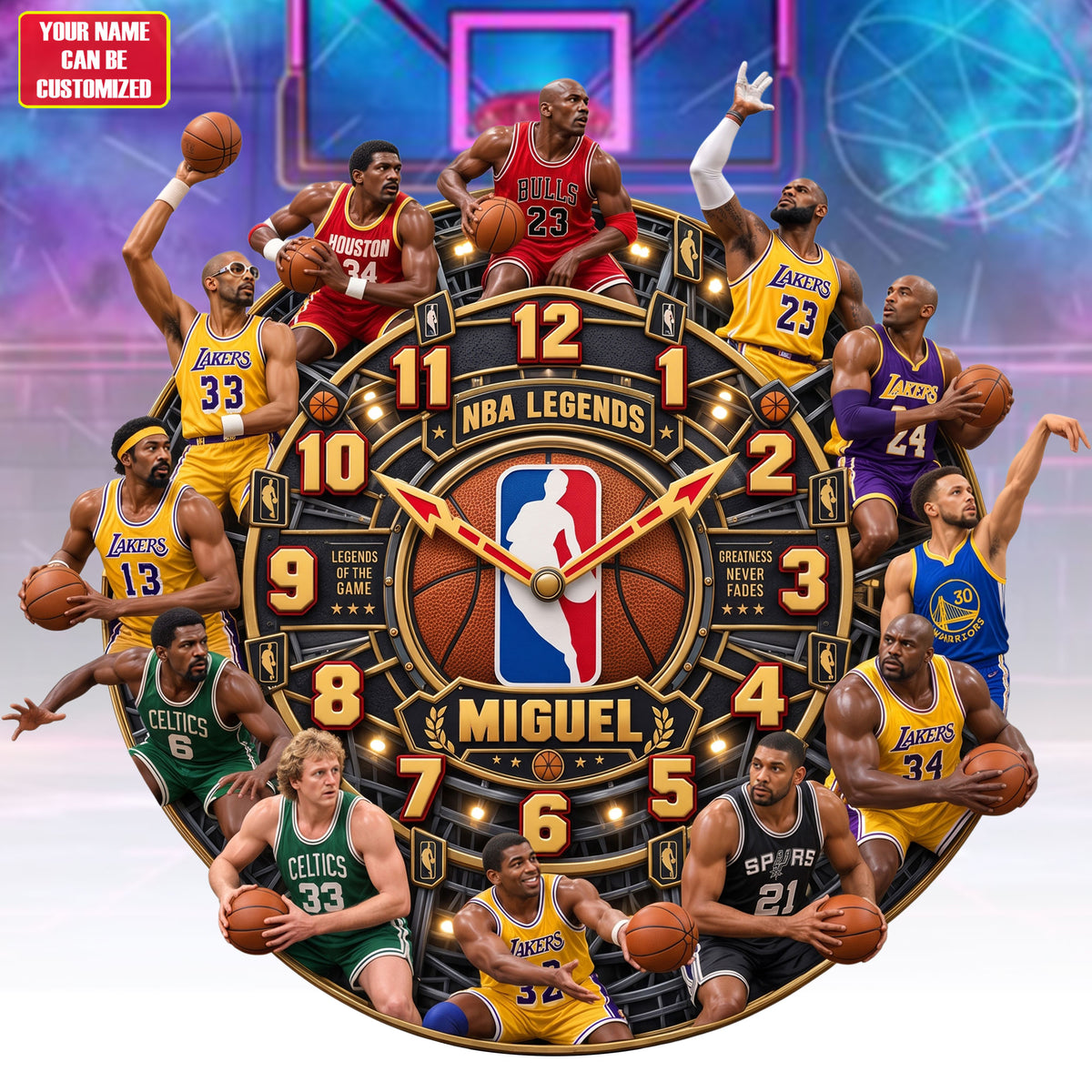 Basketball Champions Legacy Acrylic Hanging Wall Clock - Personalized Gifts For Basketball Lovers