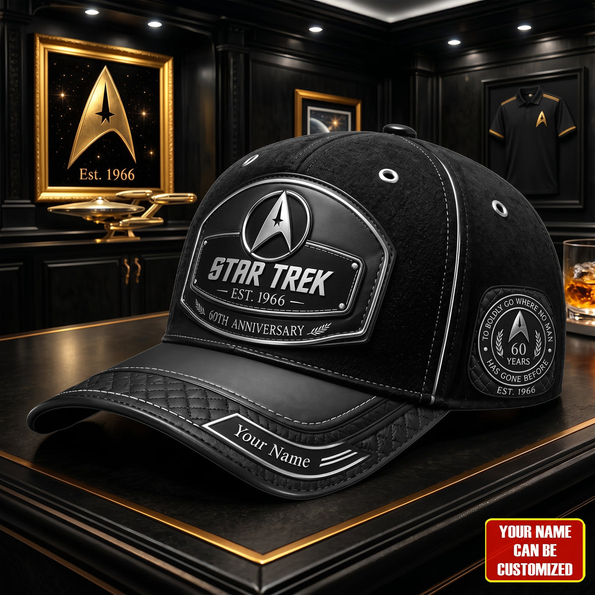 Vintage Space Exploration 60th Anniversary Leather Cap - Personalized Leather Classic Cap, Gift For TV Show Fans