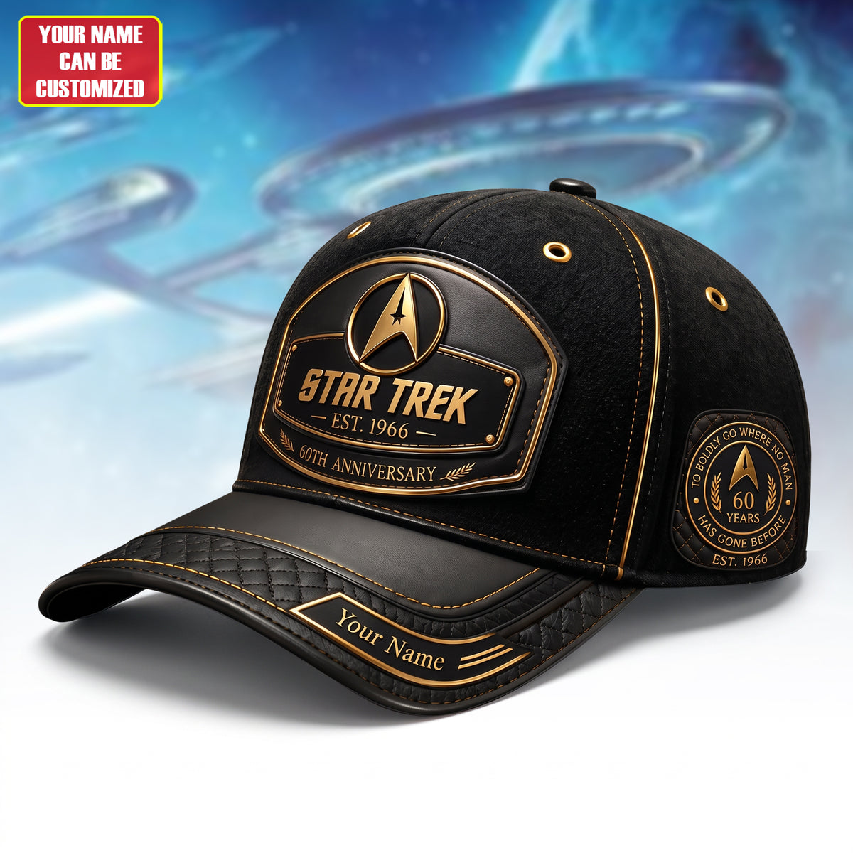 Vintage Space Exploration 60th Anniversary Leather Cap - Personalized Leather Classic Cap, Gift For TV Show Fans