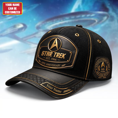 Vintage Space Exploration 60th Anniversary Leather Cap - Personalized Leather Classic Cap, Gift For TV Show Fans