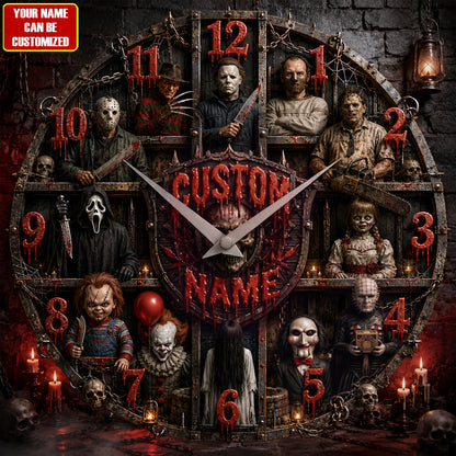 Halloween Horror Collection Acrylic Hanging Wall Clock - Personalized Gifts For Horror Lovers