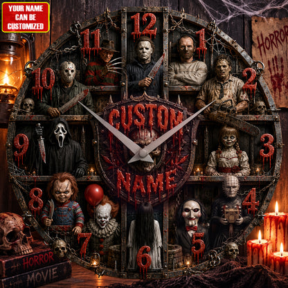 Halloween Horror Collection Acrylic Hanging Wall Clock - Personalized Gifts For Horror Lovers