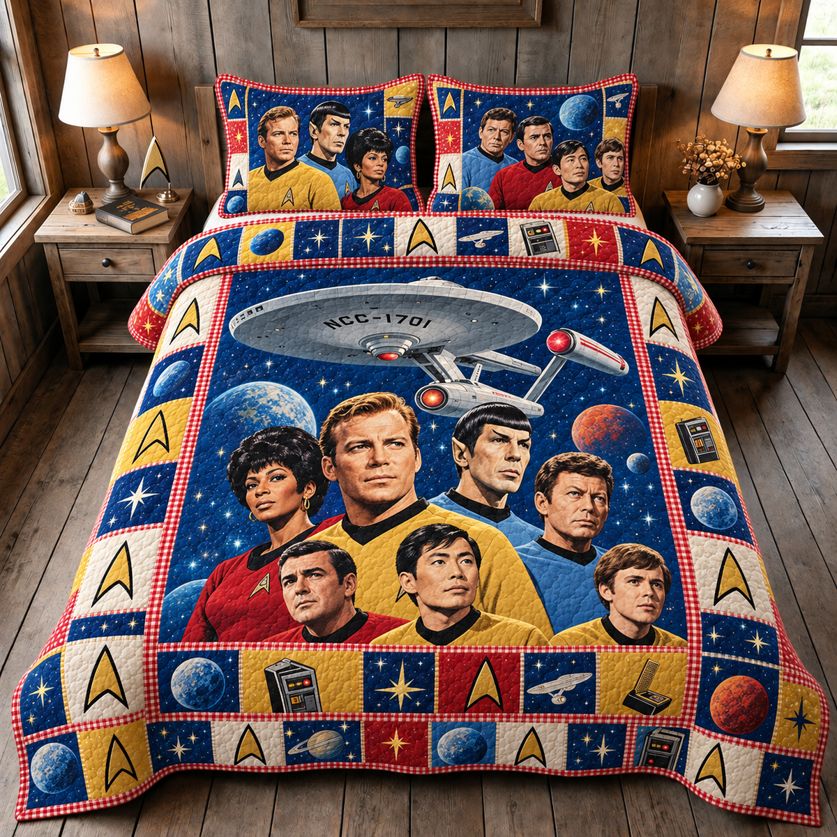 Classic Space Exploration Quilt Set – Cozy TV Show Bedding Gift