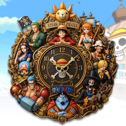 Anime Strawhat Pirates Acrylic Hanging Wall Clock - Personalized Gifts For Anime Lovers