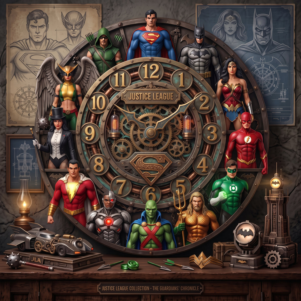 Ultimate Superhero Justice Acrylic Hanging Wall Clock - Personalized Gifts For Superhero Lovers