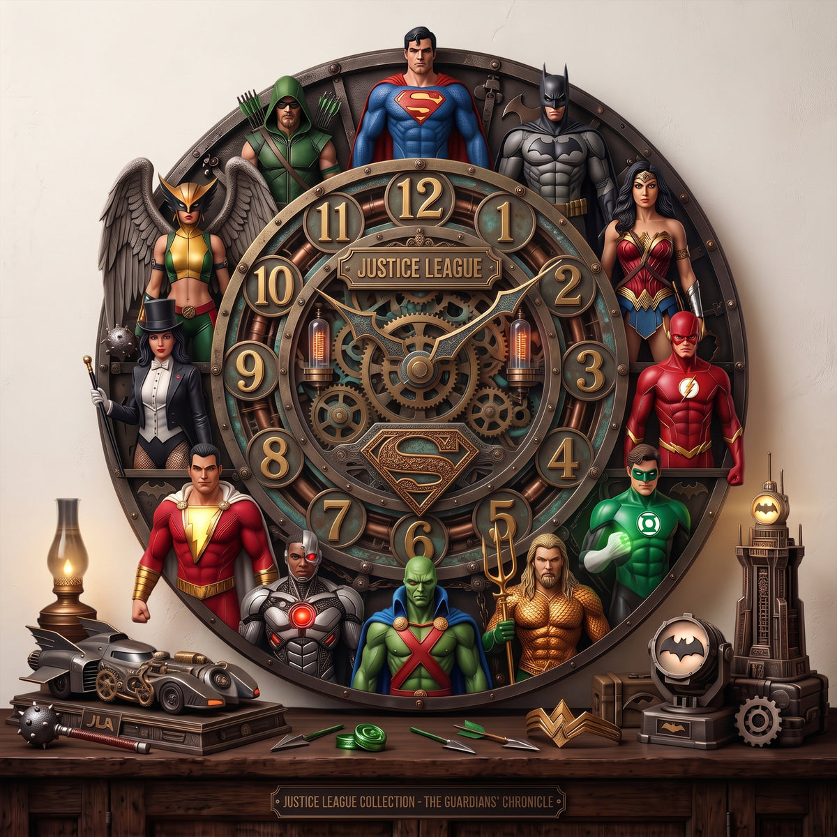 Ultimate Superhero Justice Acrylic Hanging Wall Clock - Personalized Gifts For Superhero Lovers