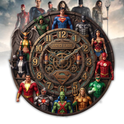 Ultimate Superhero Justice Acrylic Hanging Wall Clock - Personalized Gifts For Superhero Lovers