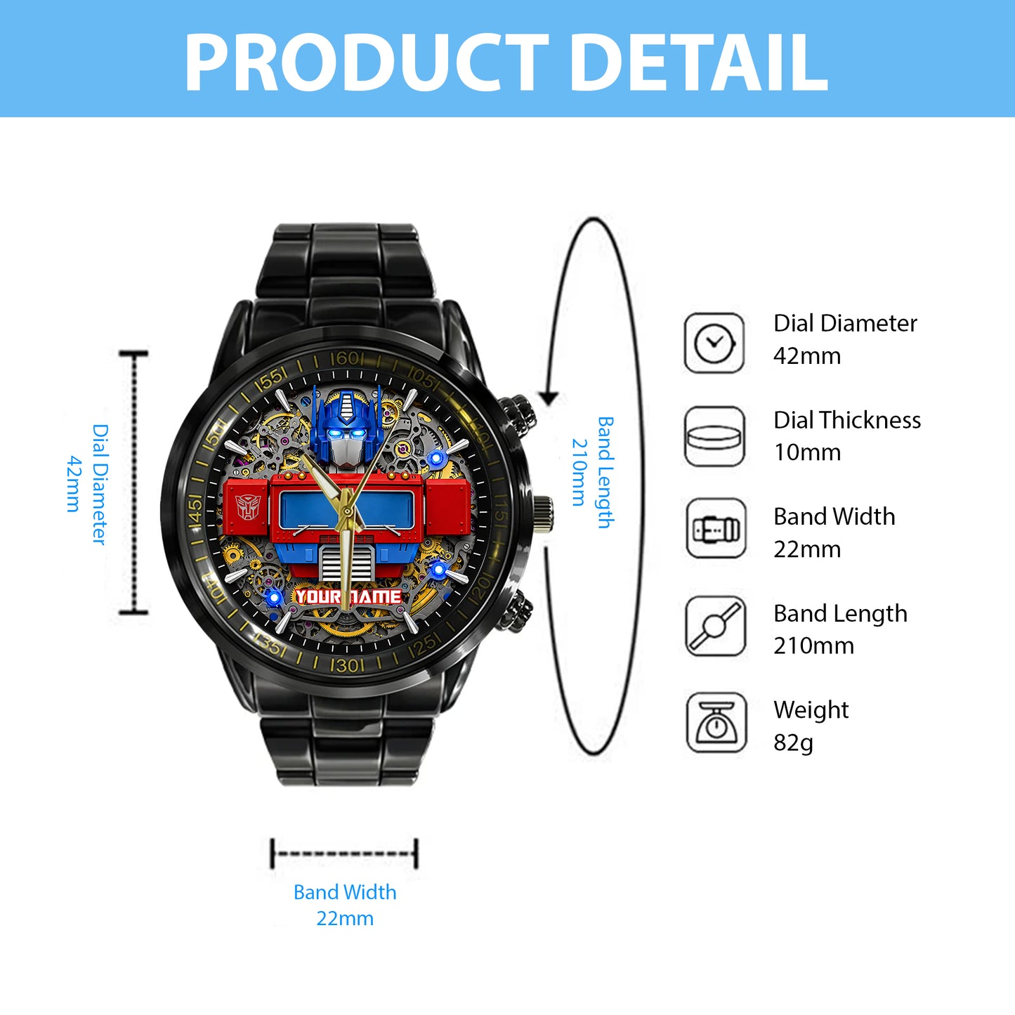 Cyber Guardian - Custom Name Sci-Fi Robot Watch
