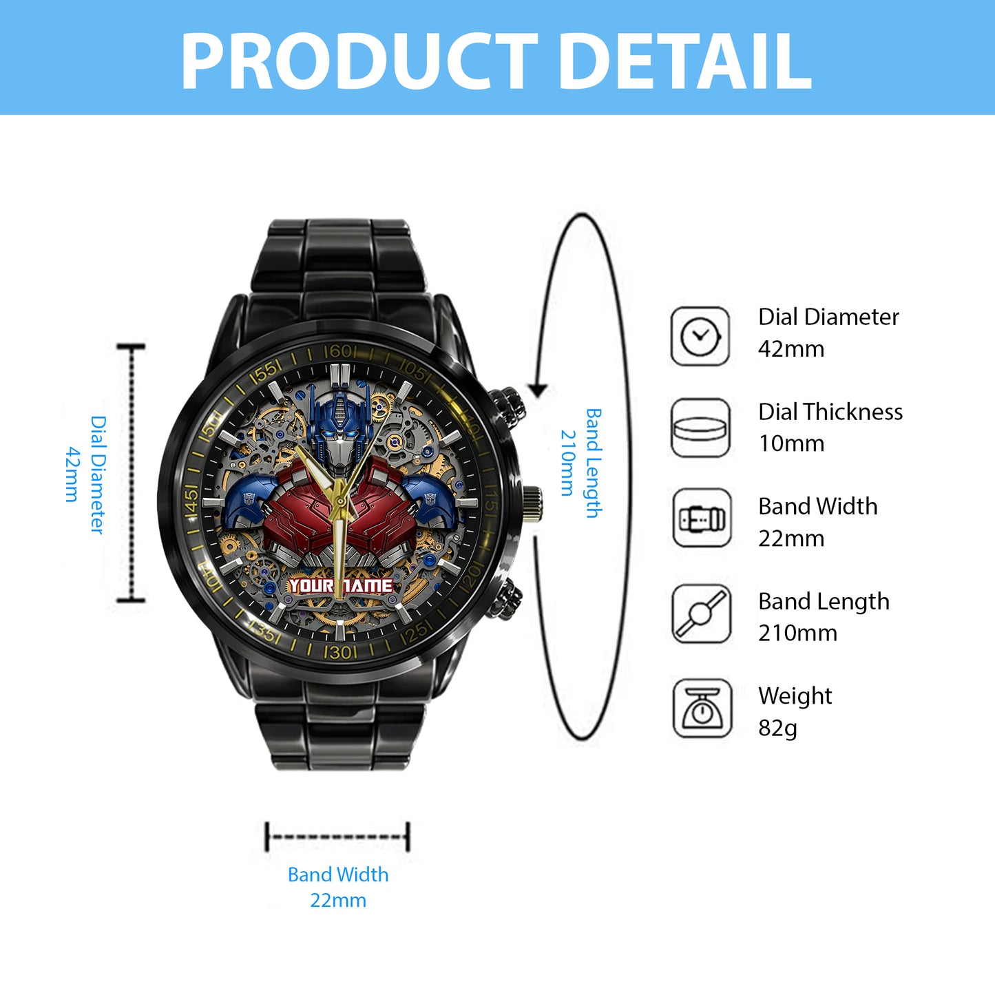 Cyber Guardian v2 - Custom Name Sci-Fi Robot Watch