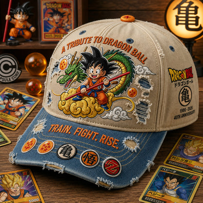 Young Warrior & Dragon Distressed Cap – 40th Anniversary Anime Fan Gift