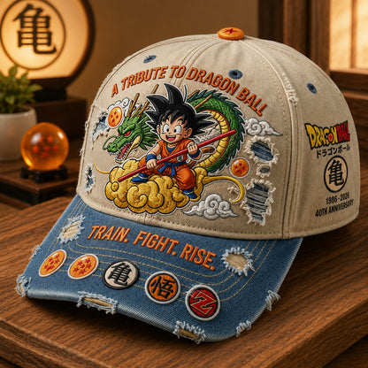 Young Warrior & Dragon Distressed Cap – 40th Anniversary Anime Fan Gift