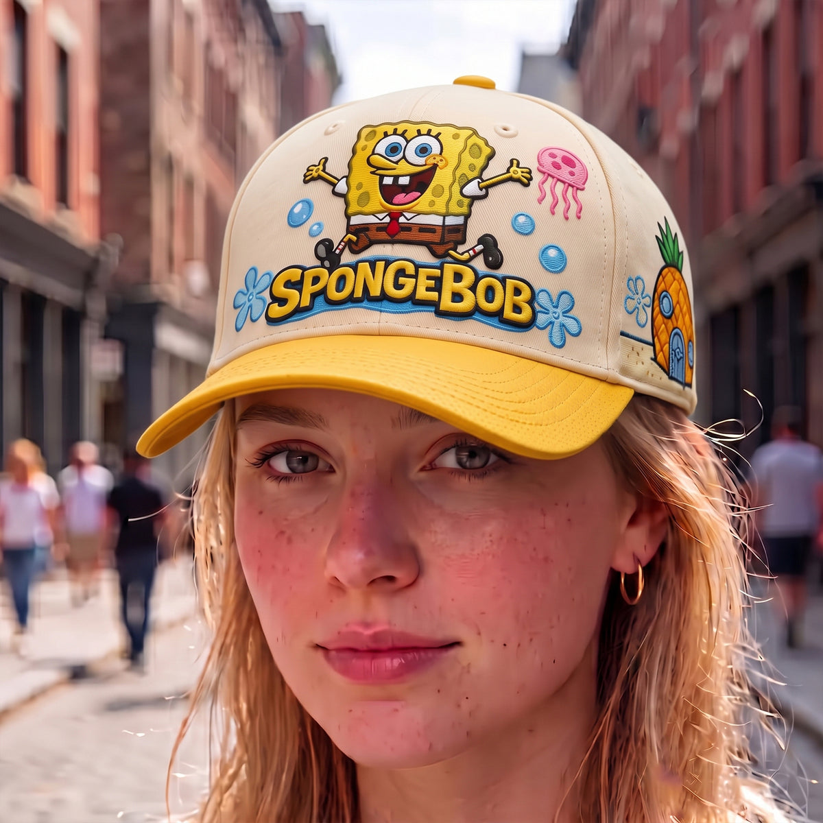 Yellow Sea Sponge Cartoon Cap – Funny Underwater Character Hat