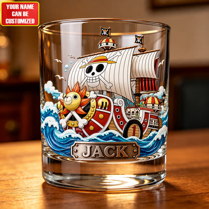 Personalized Pirate Ship Whiskey Glass