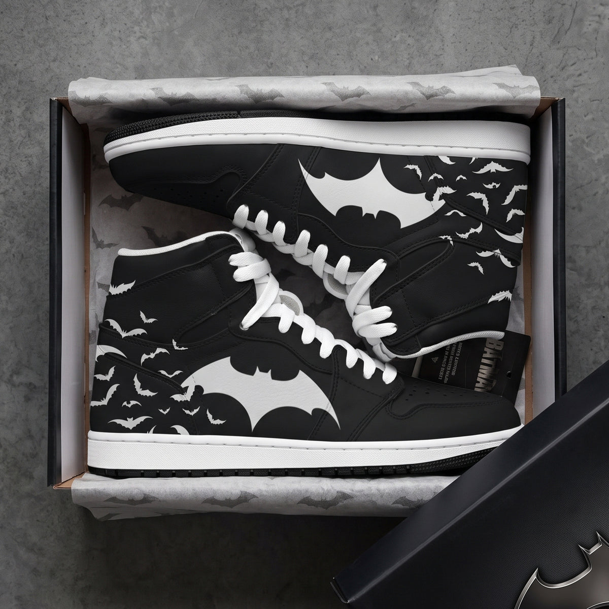 Dark Bat Hero AJ1 High Top Sneakers – Gothic Hero Fan Shoes