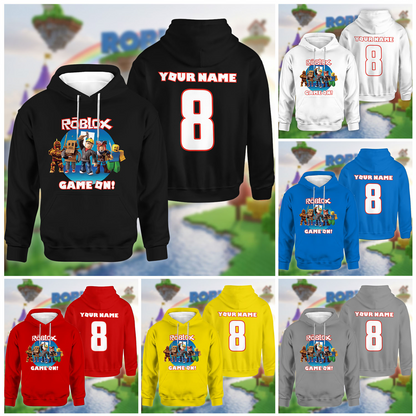 Game On – Personalized Gamer Squad Custom Name & Number Hoodie