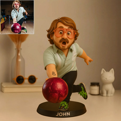 Custom Bowling Photo Pixar Cartoon Style Acrylic Plaque