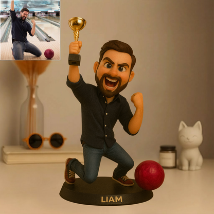 Custom Bowling Photo Pixar Cartoon Style Acrylic Plaque