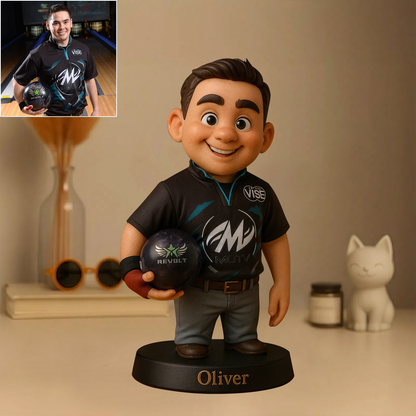 Custom Bowling Photo Pixar Cartoon Style Acrylic Plaque