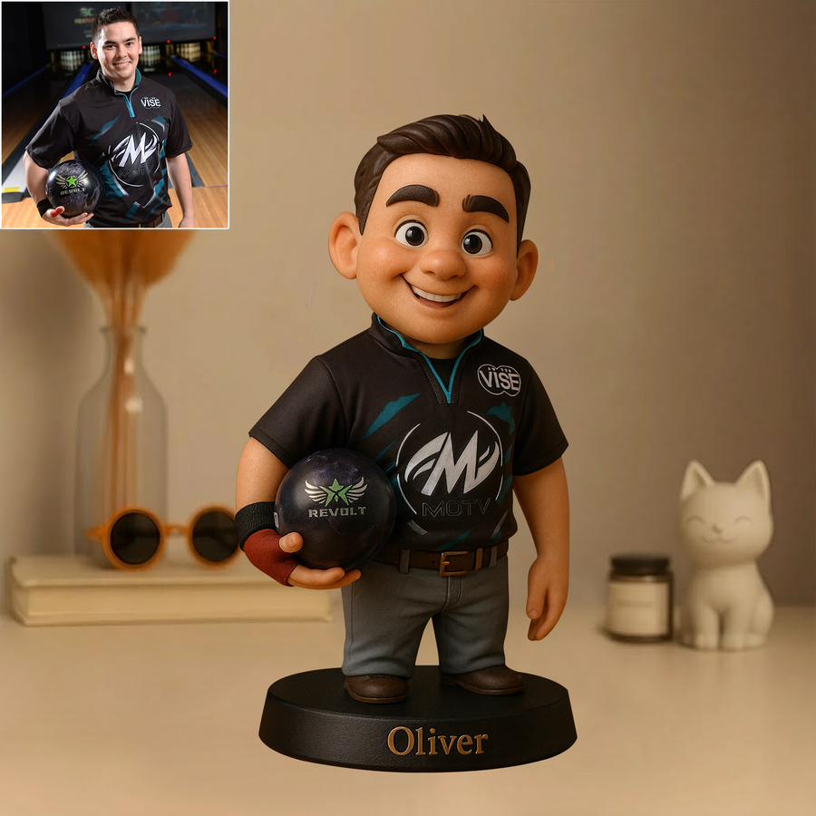 Custom Bowling Photo Pixar Cartoon Style Acrylic Plaque