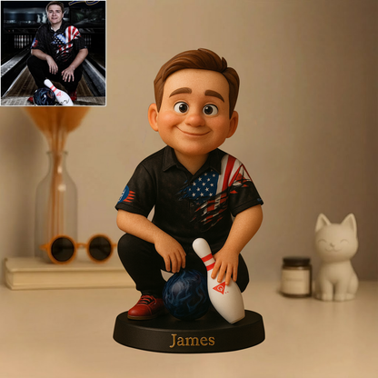 Custom Bowling Photo Pixar Cartoon Style Acrylic Plaque