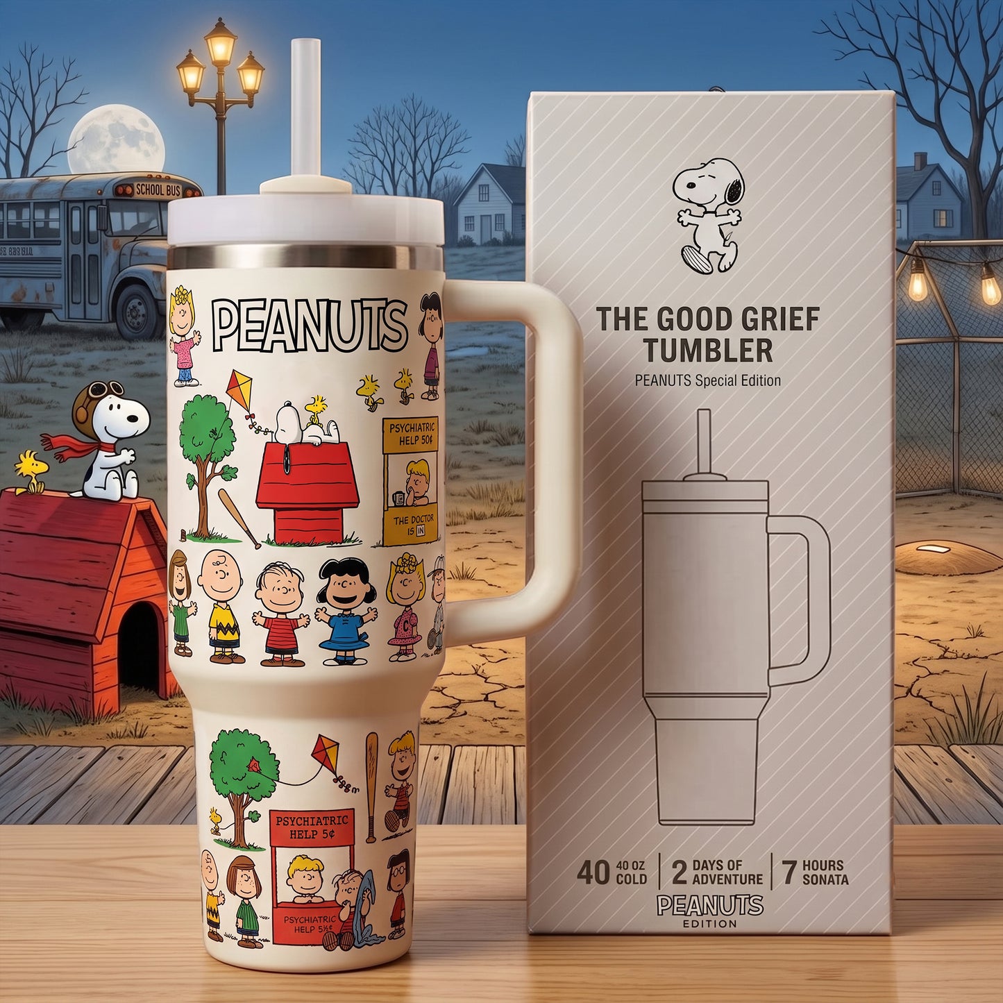 Cute Beagle & Friends Tumbler – Cartoon Insulated Cup with Handle