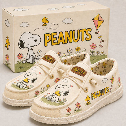 Happy Puppy & Tiny Bird Floral Dude Shoes