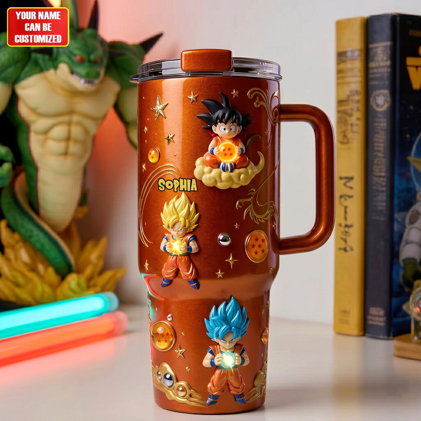 Orange Dragon Hero - Personalized Seven Balls Insulated Tumbler