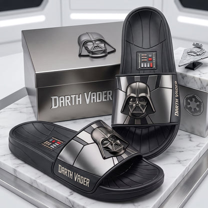 Dark Galactic Lord Leather Sandals – Black Sci-Fi Empire Slides