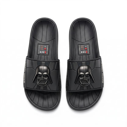 Dark Galactic Lord Leather Sandals – Black Sci-Fi Empire Slides